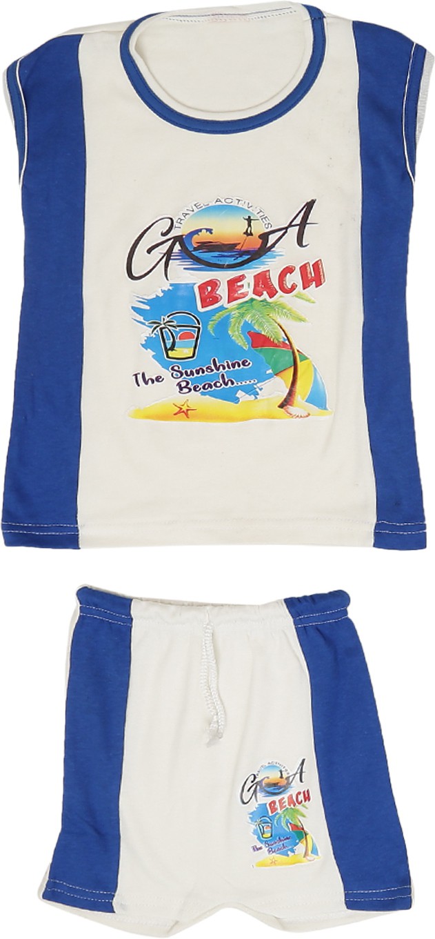 GOA BEACH PRINT VEST WITH SHORTS SET (PACK OF 3)