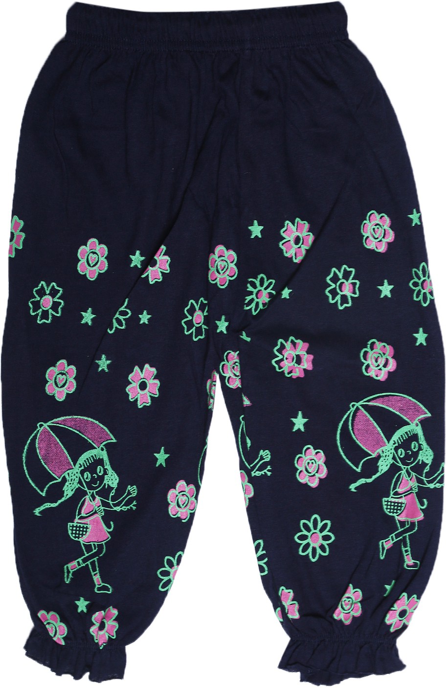 GIRLS FLORAL PRINT PAYJAMA LOWER - ELASTIC (PACK OF 5)