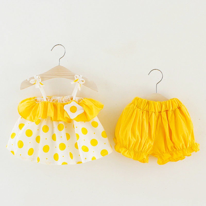 RED - YELLOW POLKA DOT FROCK WITH PANTY SET (PACK OF 2) 