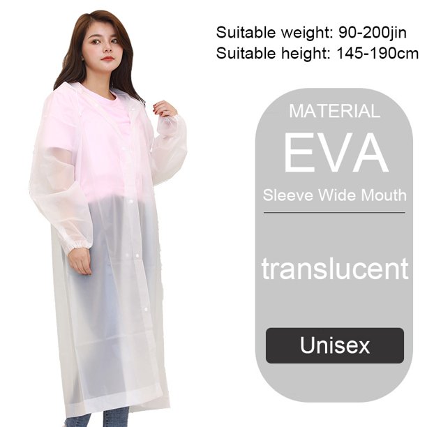 TRANSPARENT REUSABLE UNISEX RAIN COAT (PACK OF 1)