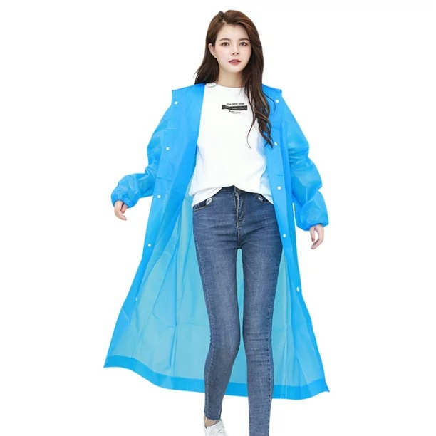 TRANSPARENT REUSABLE UNISEX RAIN COAT (PACK OF 1)